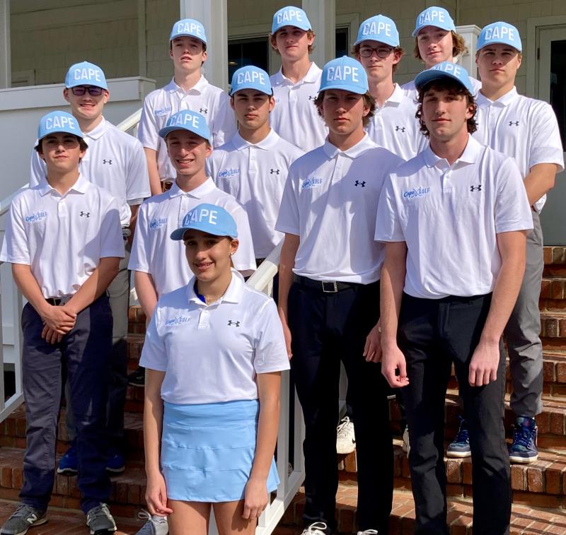 The 2024 Cape Henlopen High School golf team. Shown in back are (l-r) Tyler Healy, Logan Gamuciello, Bret Miller, Jacob Gabbard and Luke McCarthy. In third row are Chad Hughey, Edward Ghabour, Brendan Staggs and Kingston Davis. In second row are Dalen Daminger and Travers Johnson. In front is Gabrielle Hamstead. FRITZ SCHRANCK PHOTOS